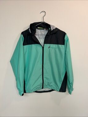 frogg toggs Women’s Teal and Black Hooded Rain Jacket